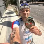 Martín Baeza en el podio del IRONMAN 70.3 Río de Janeiro